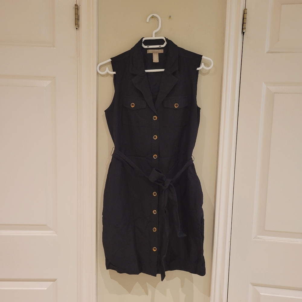 Banana Republic Linen Sleeveless Utility Shirtdress